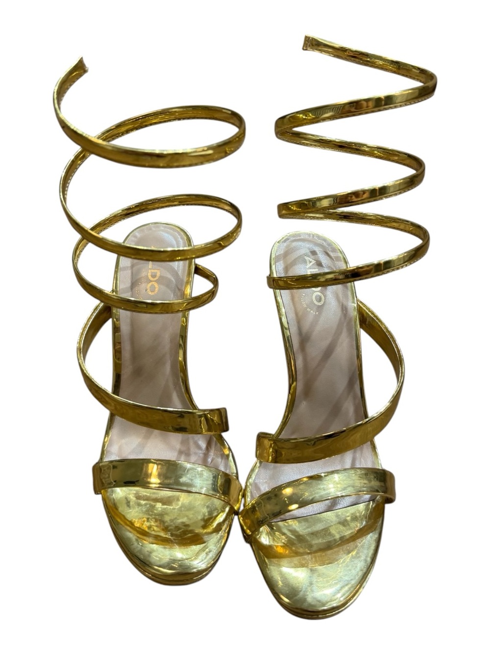 Aldo Gold Spiral Strap High Heel Sandals - Women size 6.5